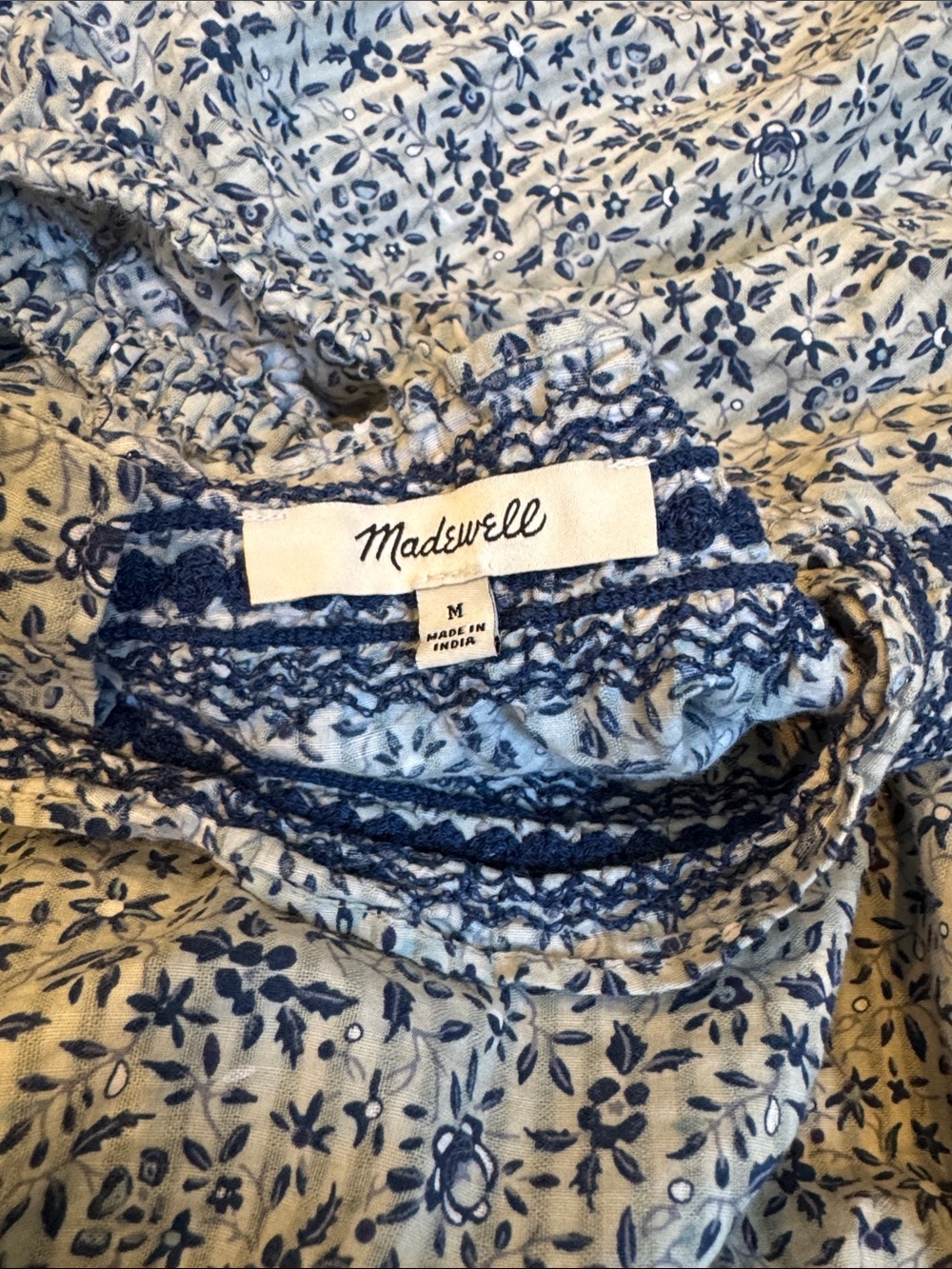 Madewell Blue and White Floral Square-Neck Crop Top - Picture 8 of 8